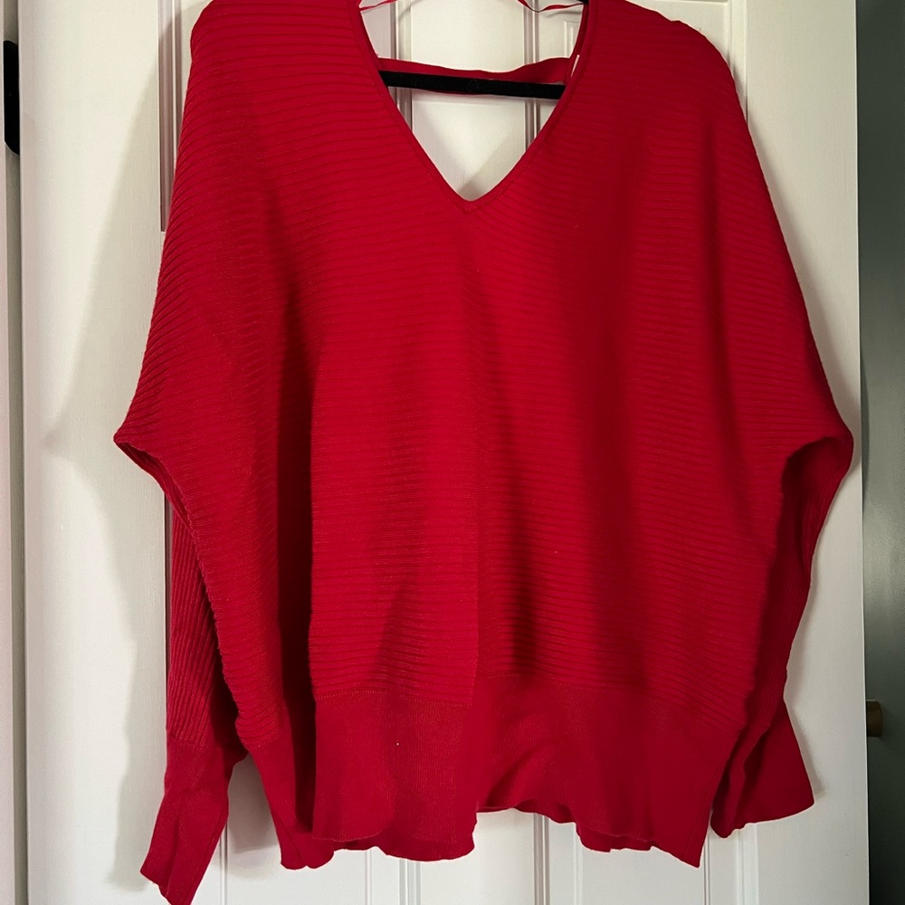 Red Women's Open-back Criss Cross  Sweater